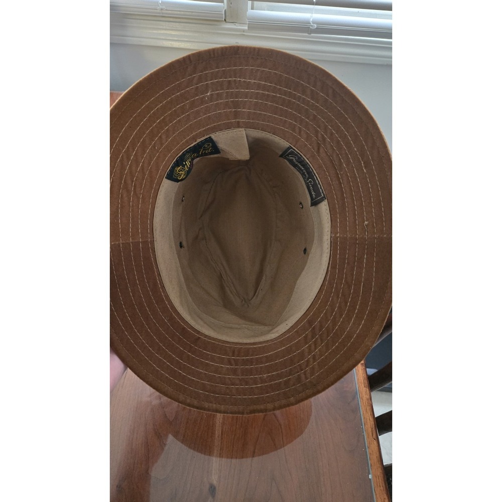 Vintage Suede Fedora Hat Pheasant Feather Trim USA Made Boho Western - Picture 7 of 11
